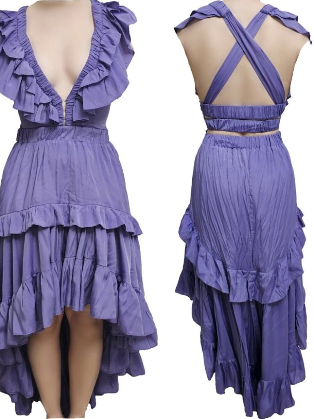 Emily in Paris Inspired Purple Dress Women’s Feminine Parisian Chic - Picture 3 of 5